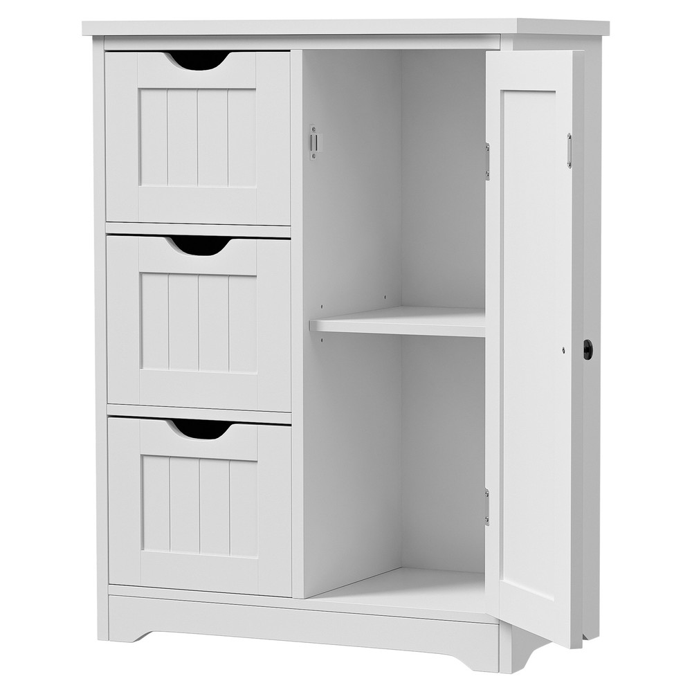 Bathroom Floor Cabinet with Drawer & Adjustable Shelf Kitchen Cupboard Storage