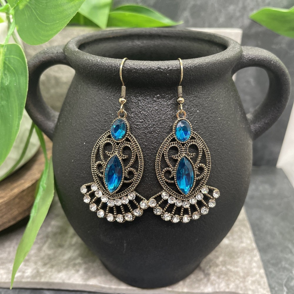 2.25” Gold-tone Boho Bead Retro Earring Set Drop Dangle New Free Ship B6499