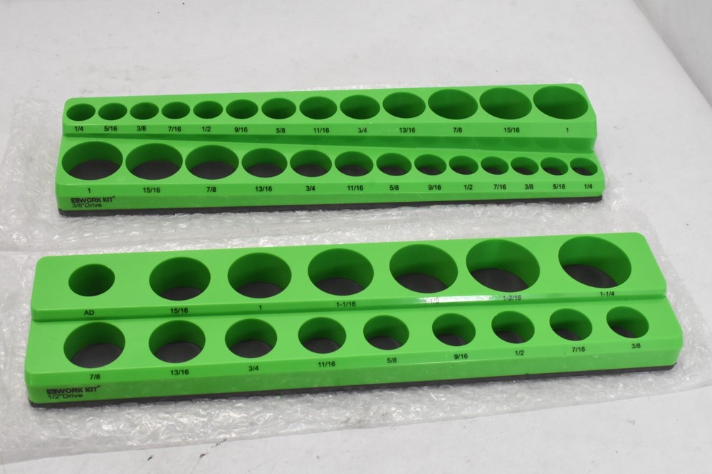 Work Kit Tools Magnetic Socket Organizer Holder Kit 1/2" Drive 3/8" Drive 2 Pack
