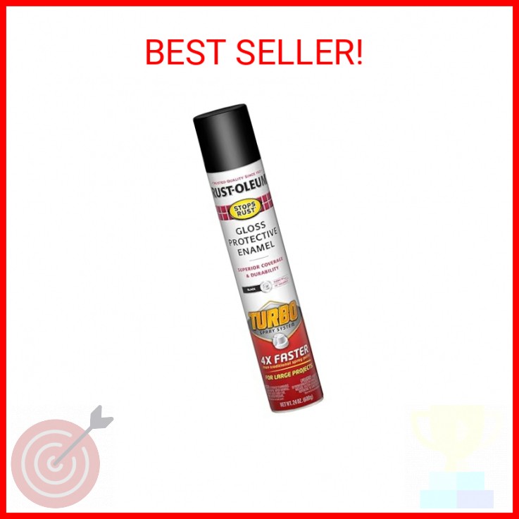 Rust-Oleum 334128 Stops Rust Turbo Spray System Spray Paint, 24 oz, Gloss Black