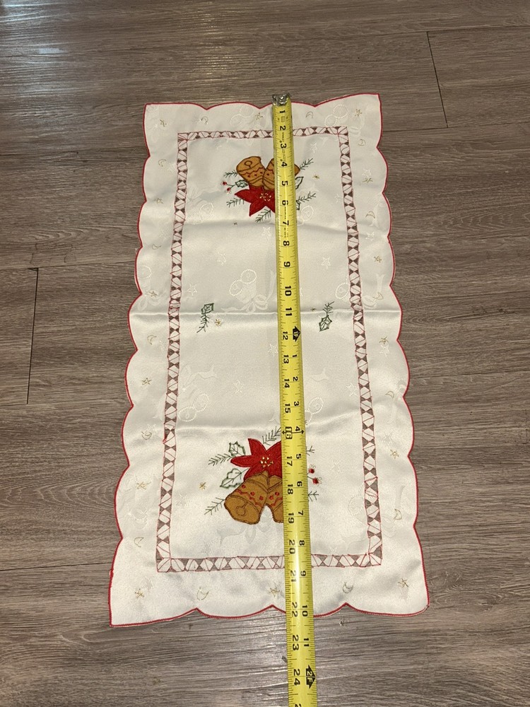 Small Embroidered Table Christmas Bell Runner