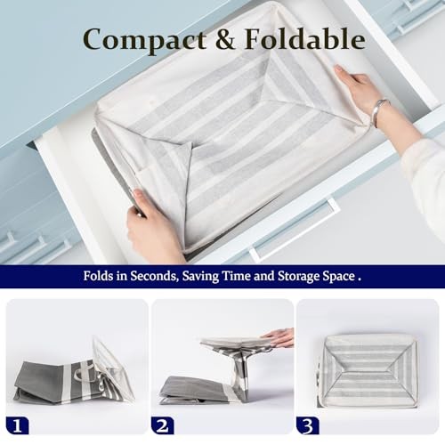 2 Pack Laundry Baskets Large, Collapsible Laundry Hamper Dirty Clothes 75L Grey