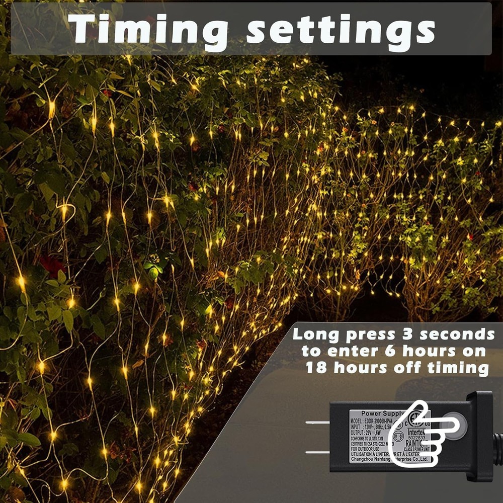Connectable 360 LED Gazebo Net Lights - 10×10 FT with Timer & 8 Lighting Modes
