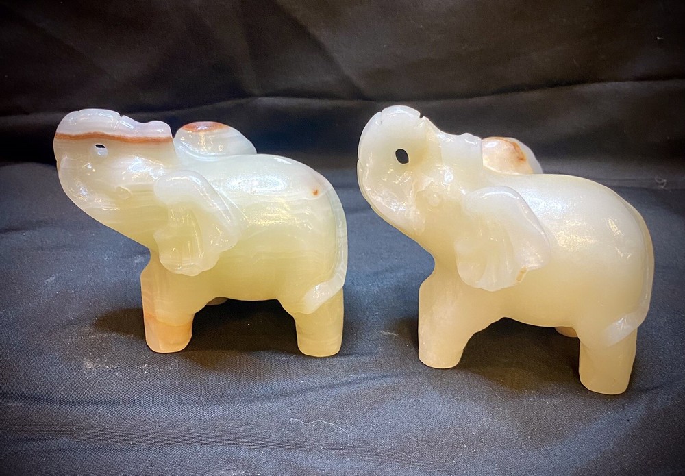 Afghan Jade Lucky Elephants - 1 Pair