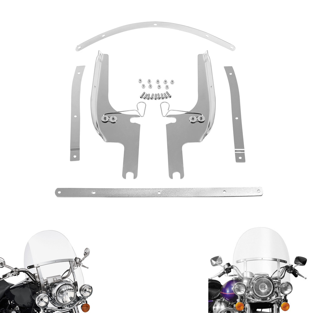 Chrome Windshield Windscreen Bracket Kit Fit For Harley Road King 1994-2023 2018