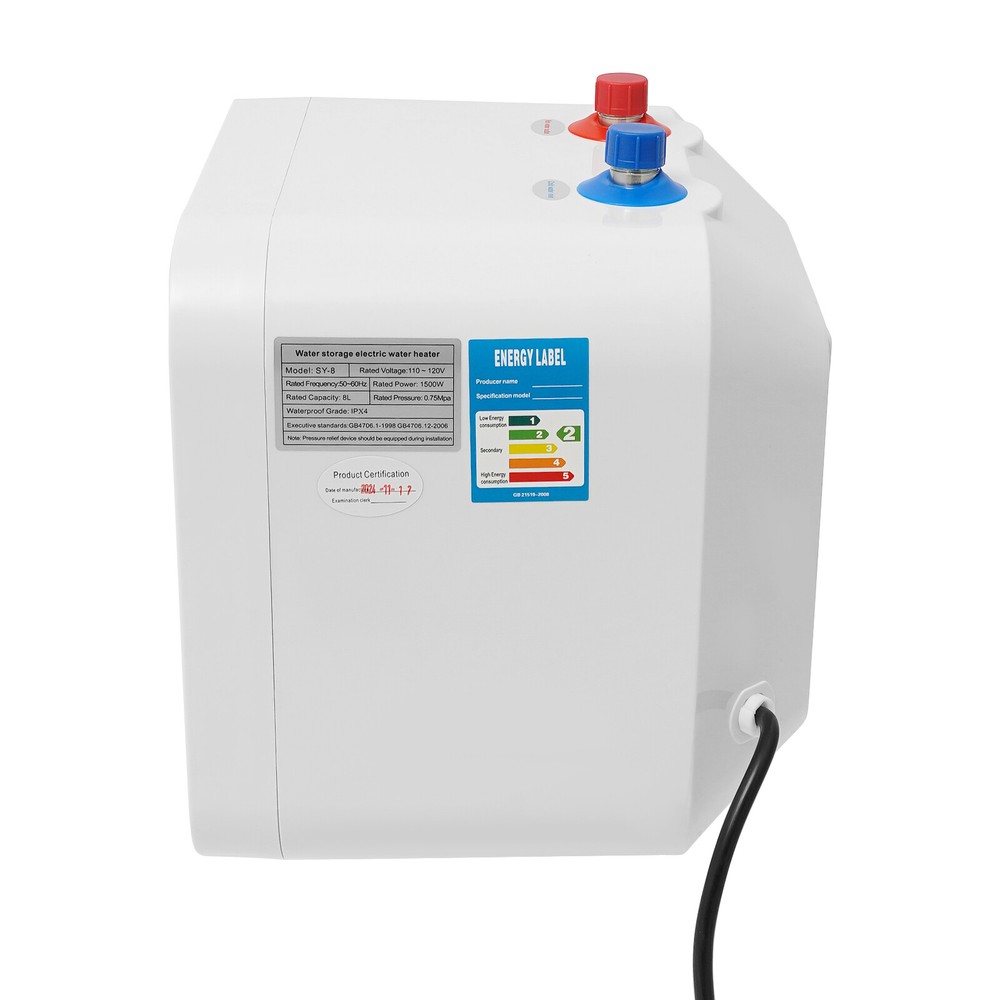 8L 1500W Electric Water Heater Top Outlet Instant Hot Mini Tank Water Heater USA