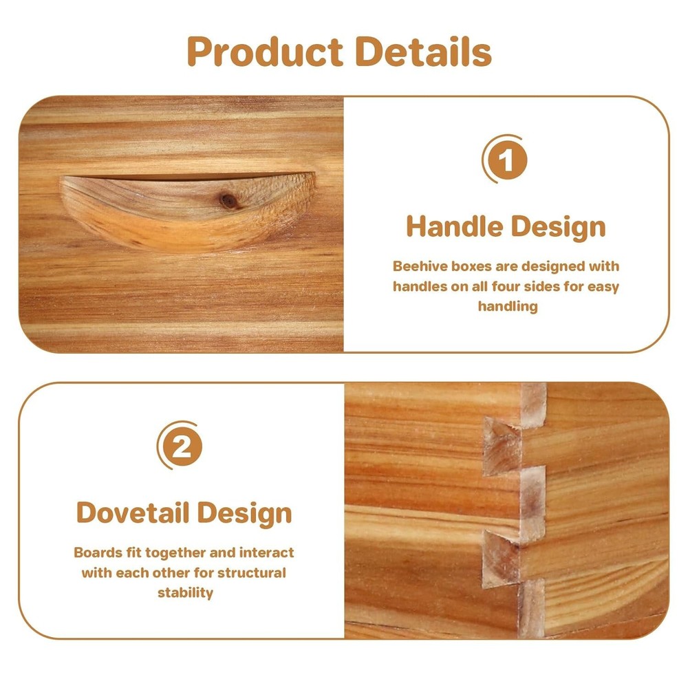 10-Frame Complete Beehive Frame Kit Wax Coated w/ 2 Deep Box 1 Medium Bee Box