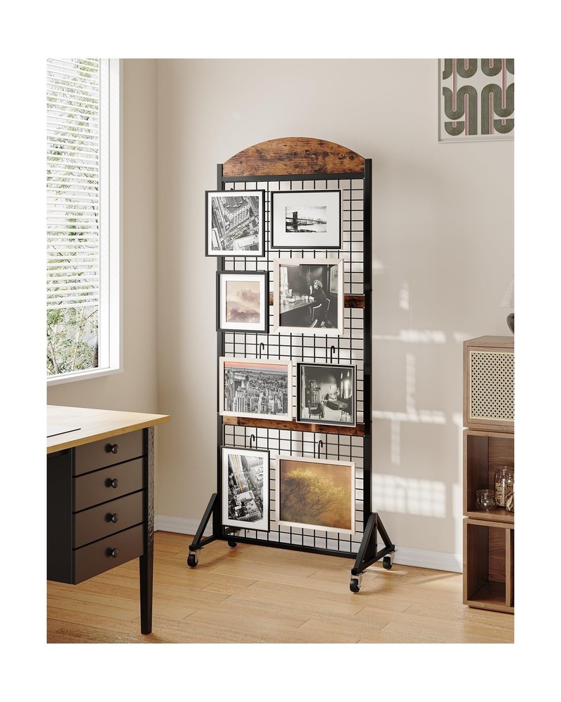 Grid Wall Panel 5.7’ x 2’ FT Grid Display Rack, Movable Gridwall Dis