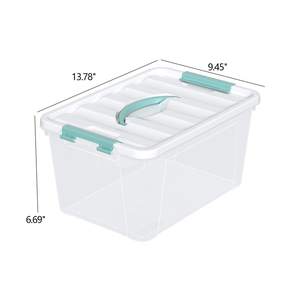 14 Qt Stackable Plastic Storage Bins with White Lids, 8 Packs, Clear