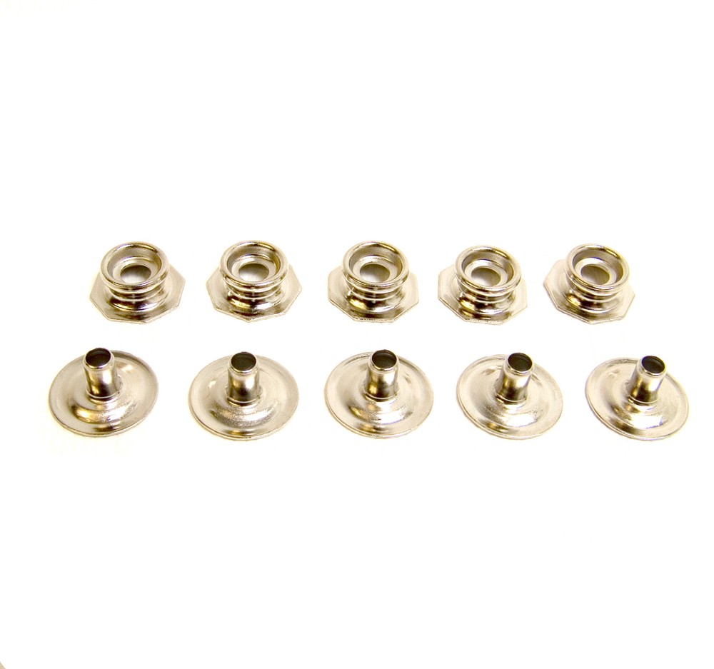 Pull The Dot Snap Fastener, Stud & Post Only, Nickel Plated Brass, 5 Piece Set