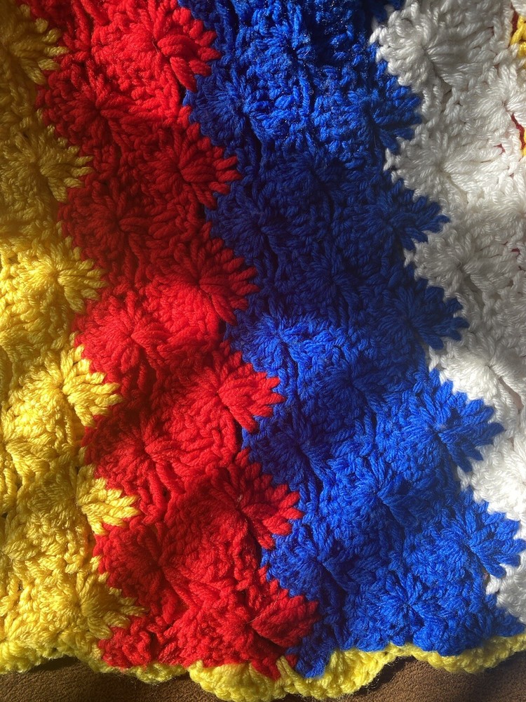 Handmade Crocheted Afghan Throw Blanket 60 x 50 Multicolor