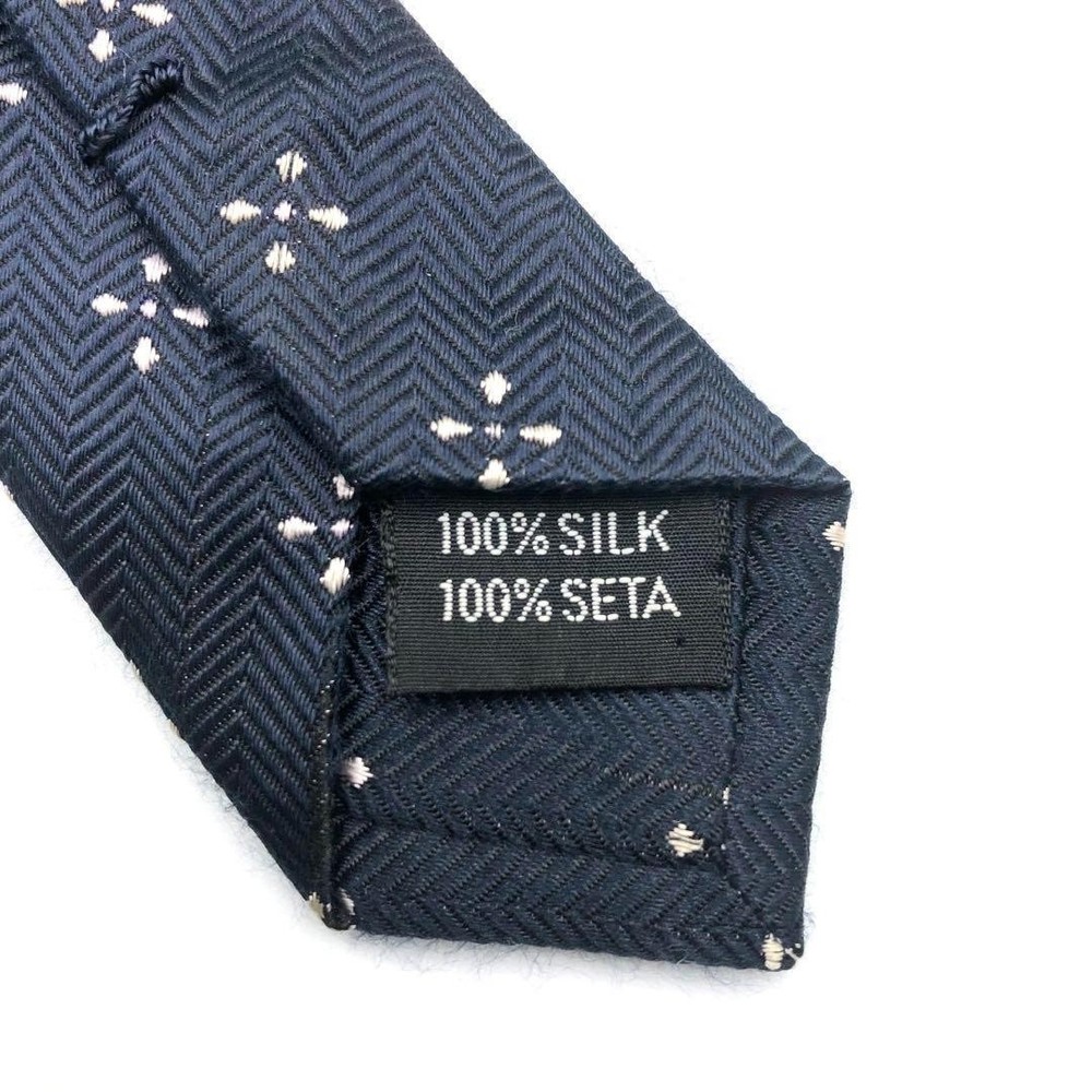 LIMITED EDITION tie Fine Pattern Embroidery Flower Navy
