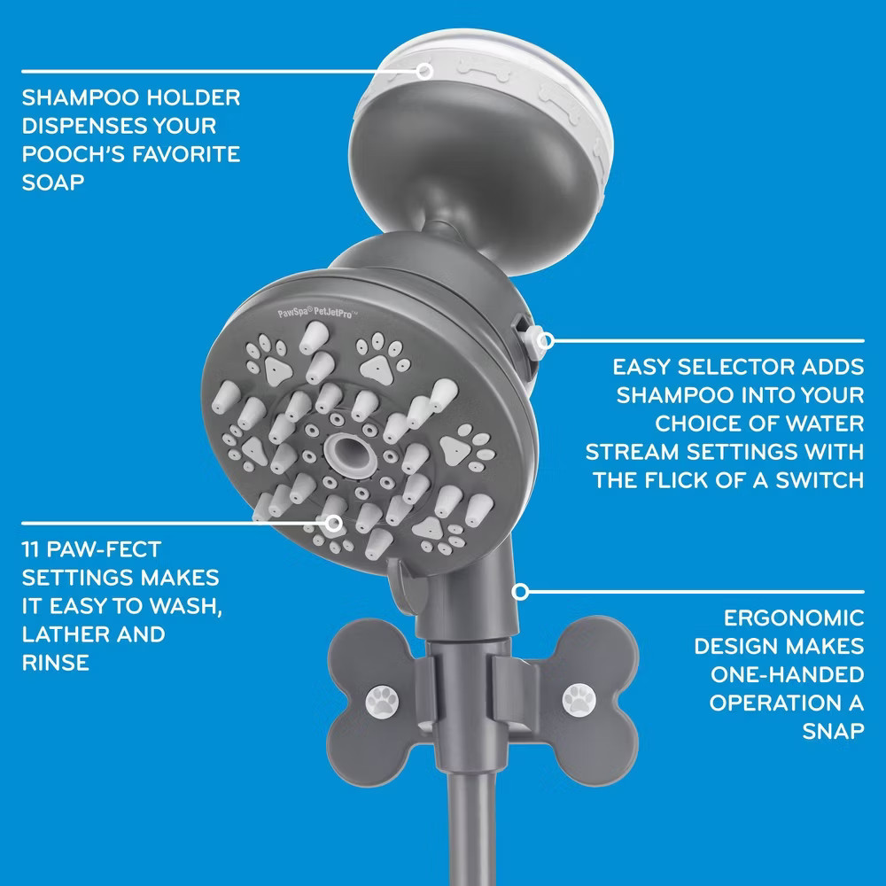 PawSpa PetJetPro 11-Setting Handheld Pet Washer - Gray