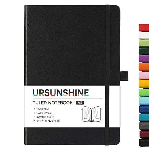 Notebook/Journal - Classic Lined Journal/Notebook, 5.3" x 8.26", Ruled Black