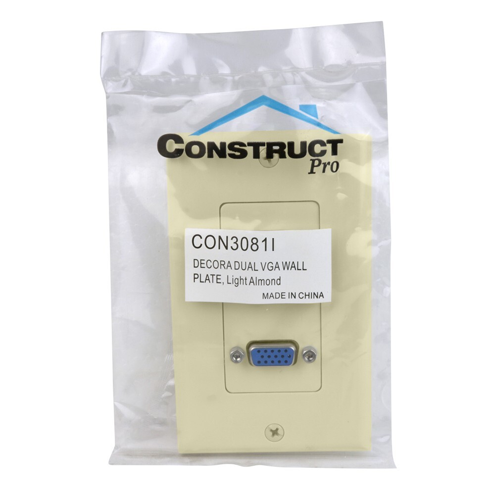 Construct Pro Wall Plate with Dual Female VGA Pass Throughs (Ivory)