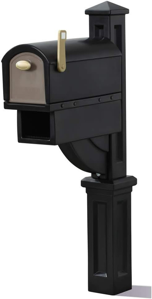 Durable Black Mailmaster Hudson Mailbox & Post, Weather Resistant, Easy Install