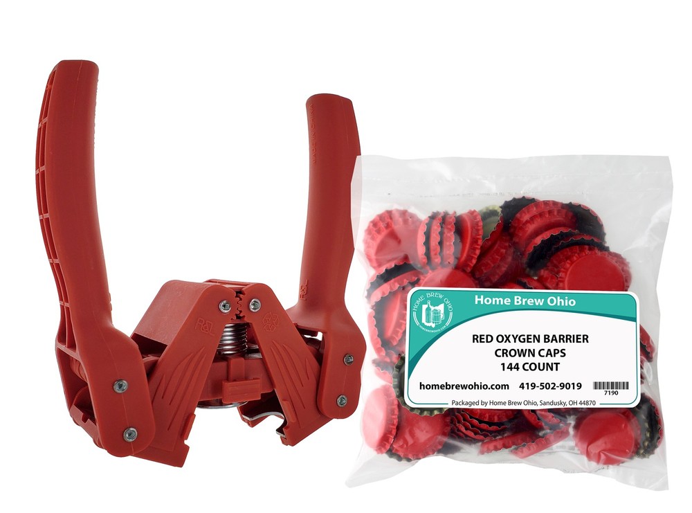 Red Beauty Bottle Capper With Red Oxygen Barrier Crown Caps, ...