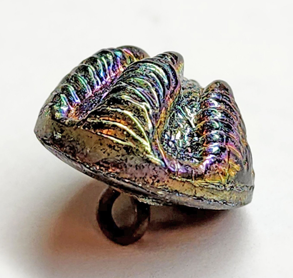 Antique Realistic Eagle Claw Carnival Luster Black Glass Button just over 9/16"