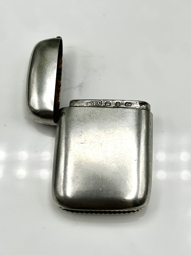 Victorian 1878 Solid Silver Ladies Plain Vesta Case WF Casewell Birmingham