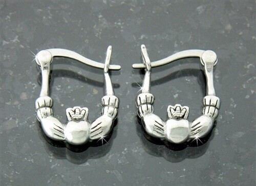 Classical Small Double Sided Stainless Steel Claddagh Hoop Earrings