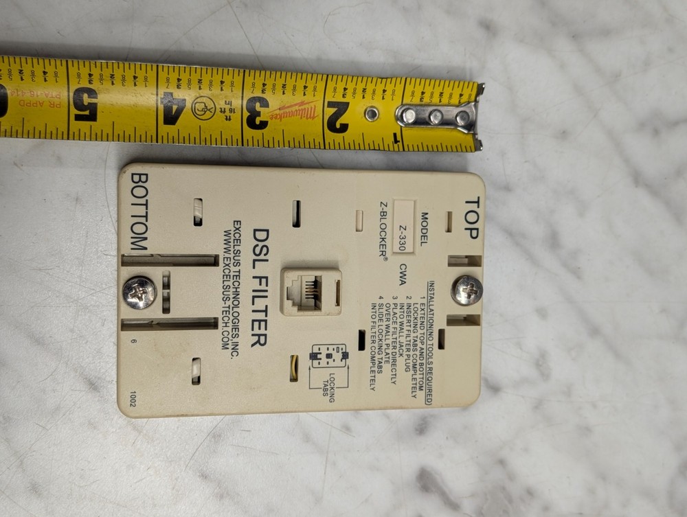 DSL Filter Excelsus Z-Blocker Model Z-330CW Wall Mount Plate Jack CWA