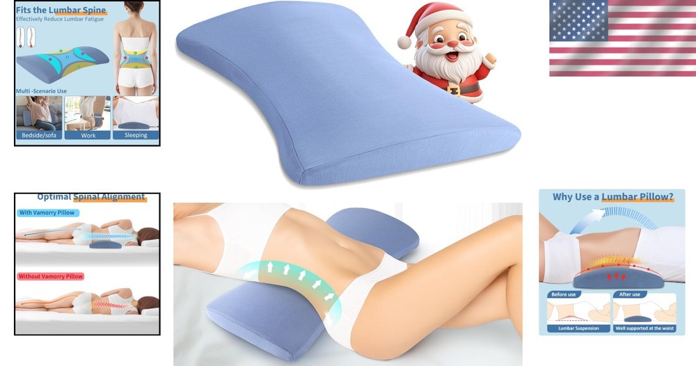 Multi-Functional Memory Foam Lumbar Pillow - Ideal for Sleeping & Relaxation