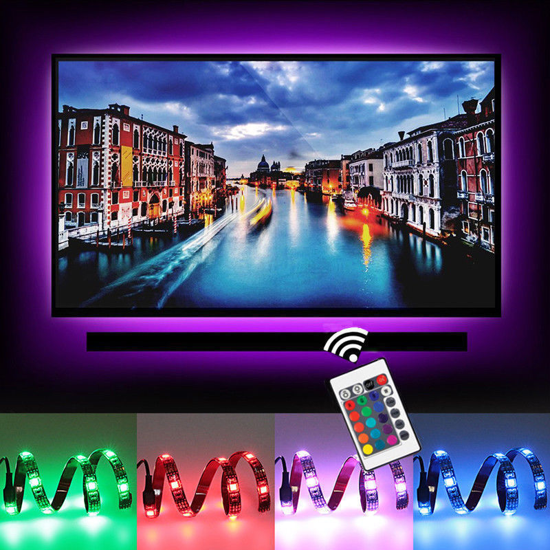 USB Powered Computer TV Backlight Kit RGB 5050 LED Light Strip Colour Change