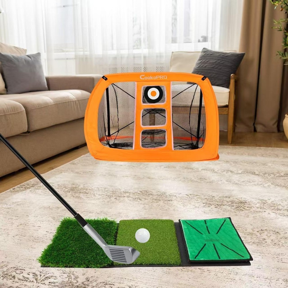 Golf Chipping Net Set,Pop Up Net with Durable Rubber Training Mat,10 Golf Tee...