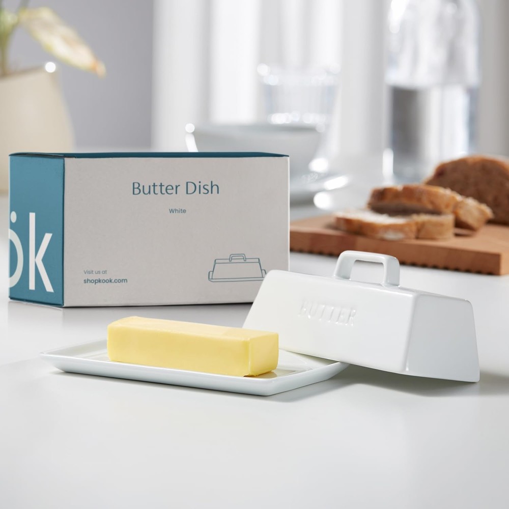 Stylish Rectangular Ceramic Butter Dish with Lid - Soft & Spreadable Convenience