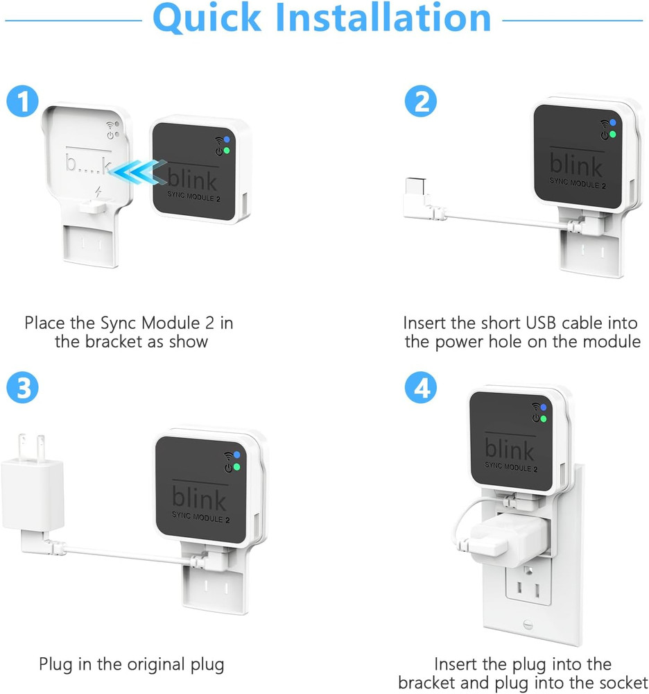 Outlet Wall Mount for Blink Sync Module 2, Mount Bracket Holder for Blink Outdoo