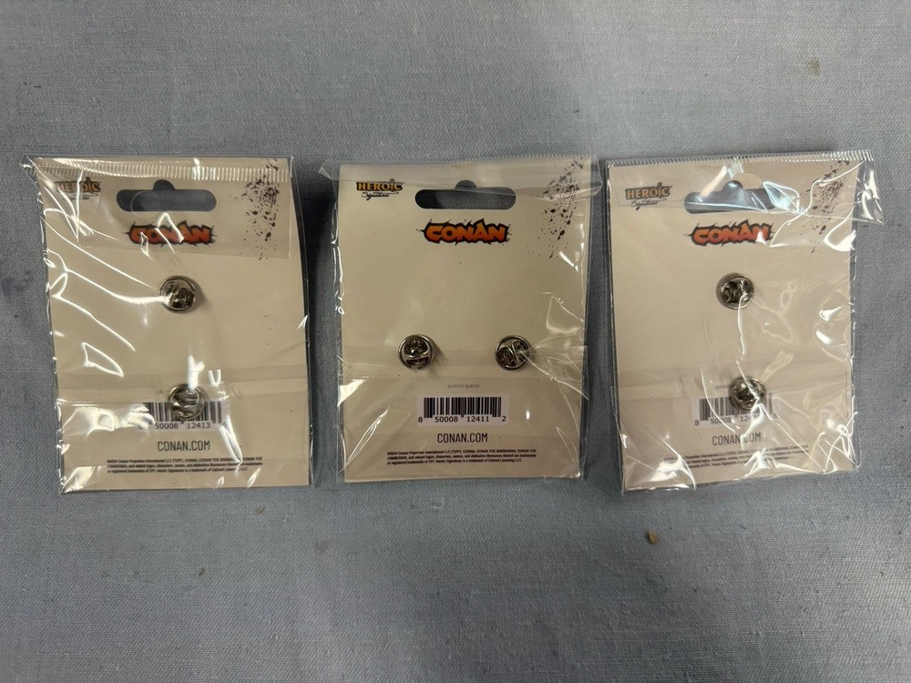3x CONAN PINS Serpent slayer (2) Defenders Devotion