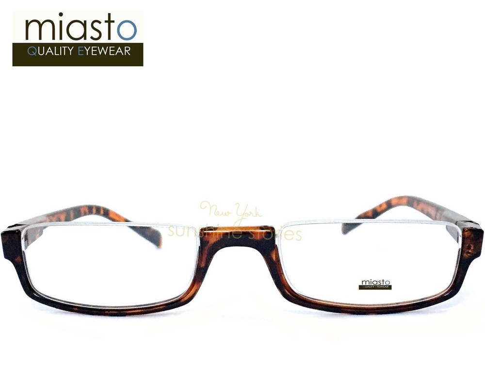 MIASTO TOP RIMLESS RECTANGLE HALF READER READING GLASSES+2.50 BROWN LARGE~ FLEX