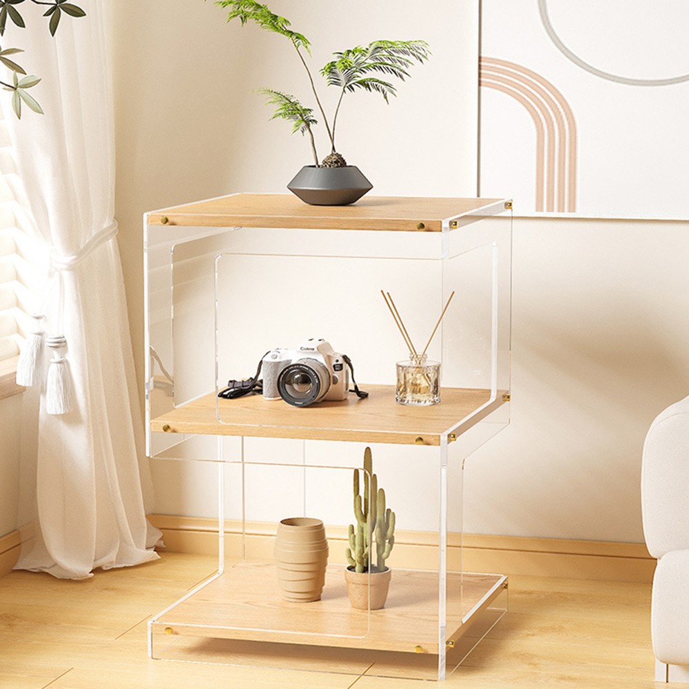 Acrylic Storage Cabinet Sidetable Nightstand Bedroom Bedside Table Organizer US