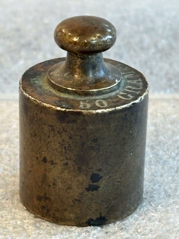 50g Replacement Solid Brass Scale Weight Vintage Marked MF