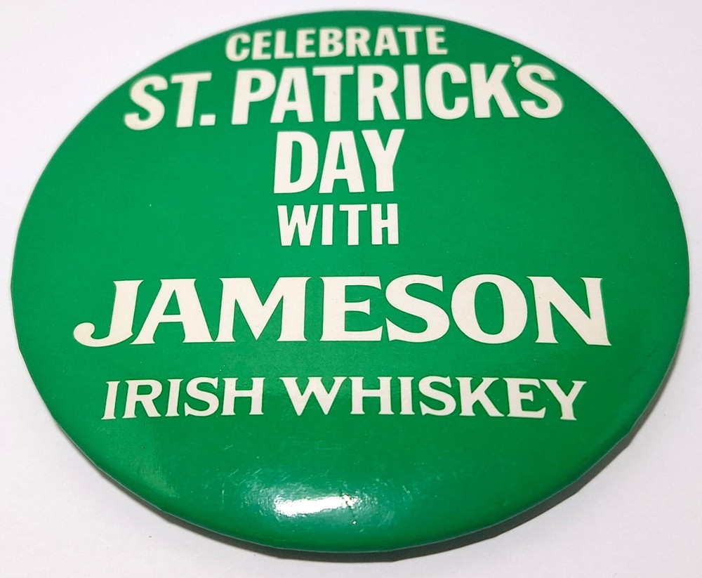 Vtg St. Patrick Jameson Irish Whiskey Lapel Pin Button