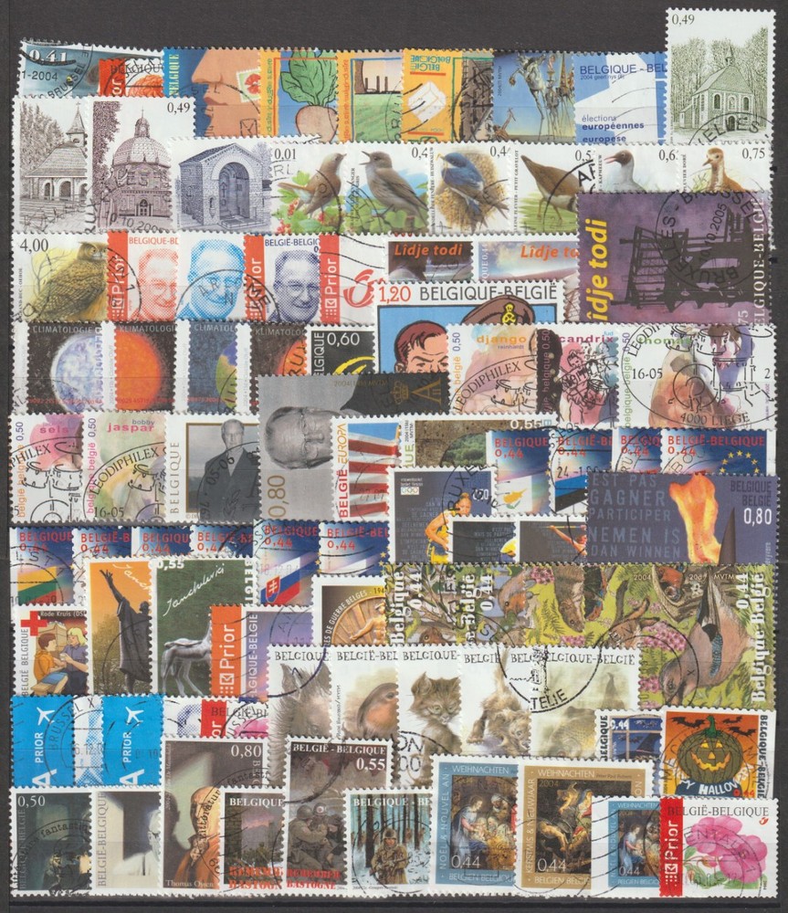 Belgium - Year set - 2004 - 84 stamps + 11 sheets - Used -