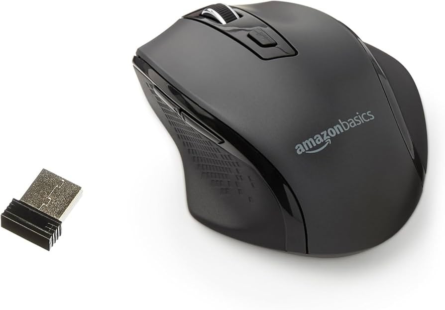Amazon Basics Wireless Optical Mouse, 2.4 GHz, DPI Adjustable, Black