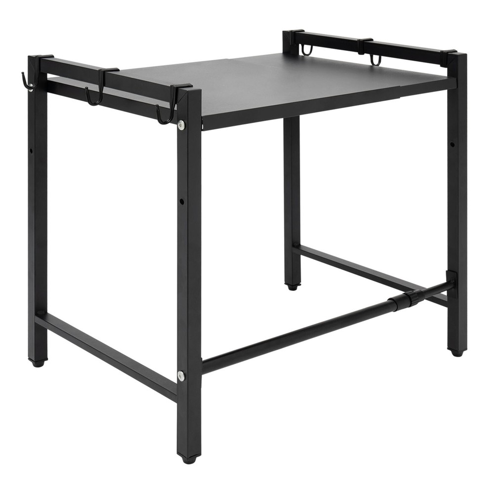 Adjustable Microwave Stand Black Oven Shelf Kitchen Countertop Organizer W/ Hook