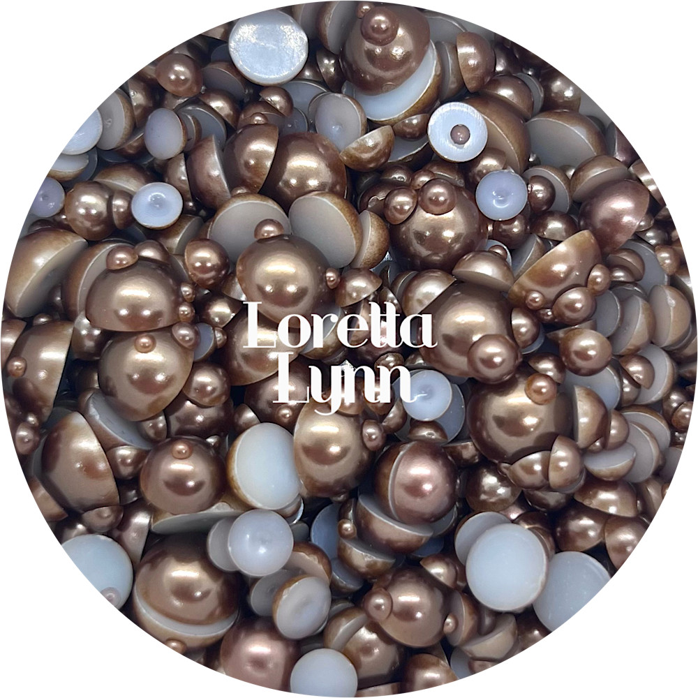 Flat Back Non-Hot Fix Pearls - Brown