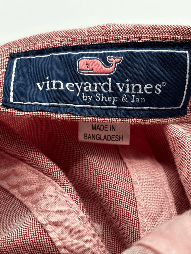 Vineyard Vines Distressed Hat Cap Adjustable Back Strap Whale Pink One Size