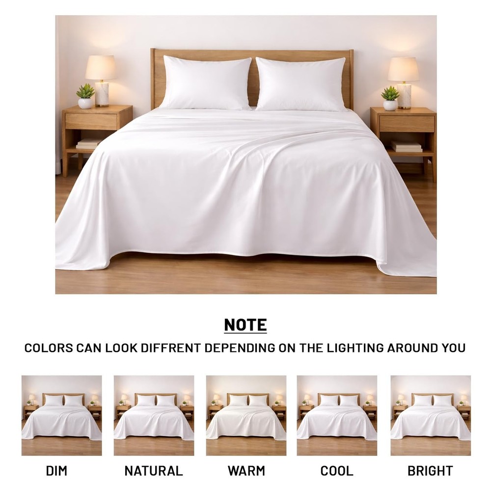 800 Thread Count Egyptian Cotton Sheets Queen Size – Luxury Soft & Cooling Be...