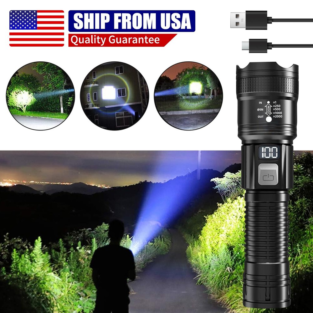 Super Bright LED Tactical Flashlight Torch Flashlight Rechargeable Camping Light