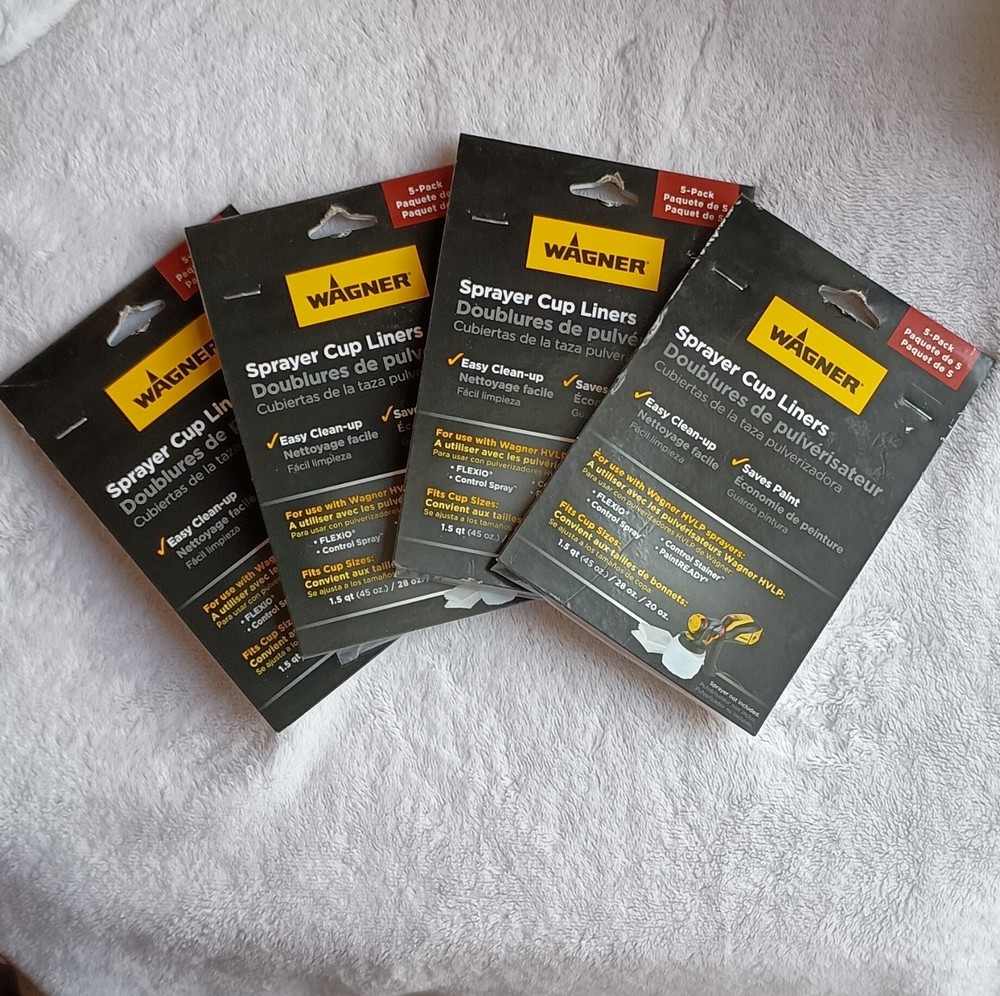 (4)Wagner Sprayer Cup Liners 5-Pack each for FLEXiO, Control Spray, PaintREADY