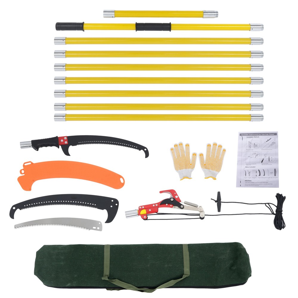 27/30 Feet Extendable Tree Pruner Sharp Steel Blade and Scissors High Branches