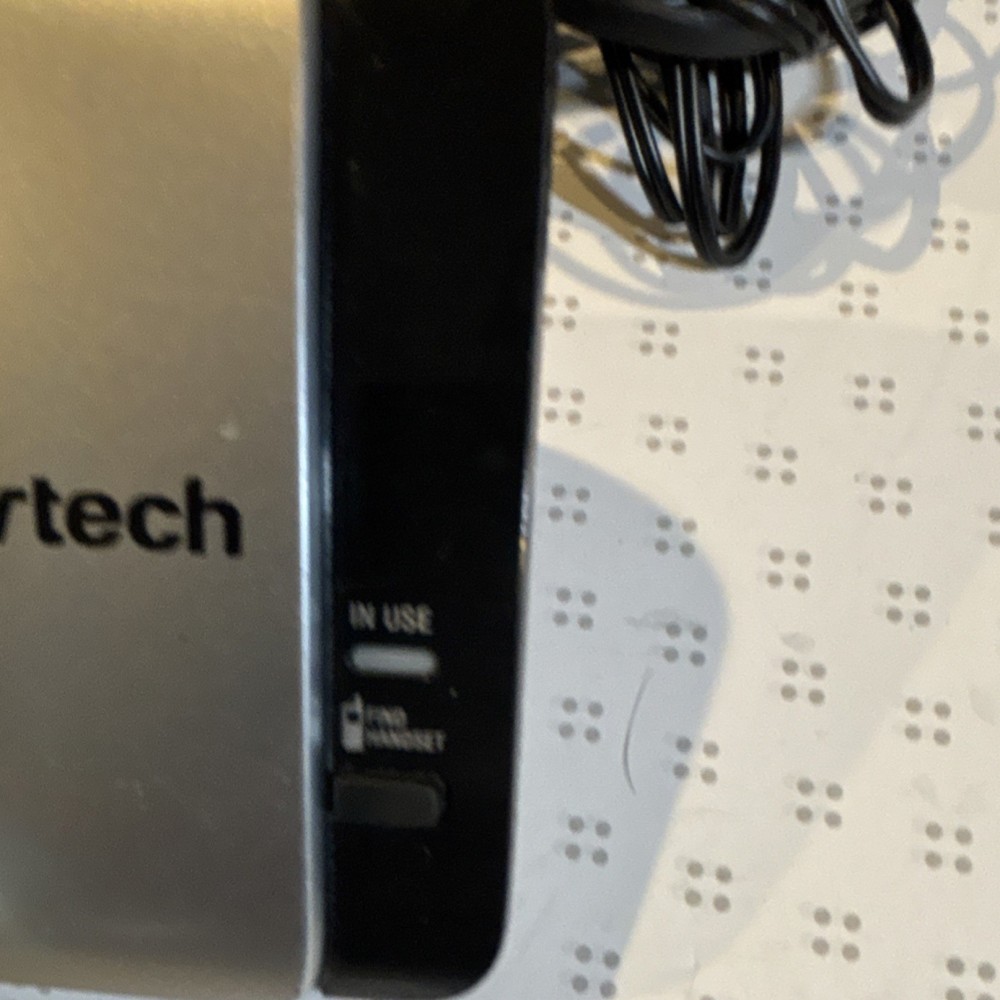 VTech Cordless Phone Charging Base Silver Black w/ Power Adapter & Splitter