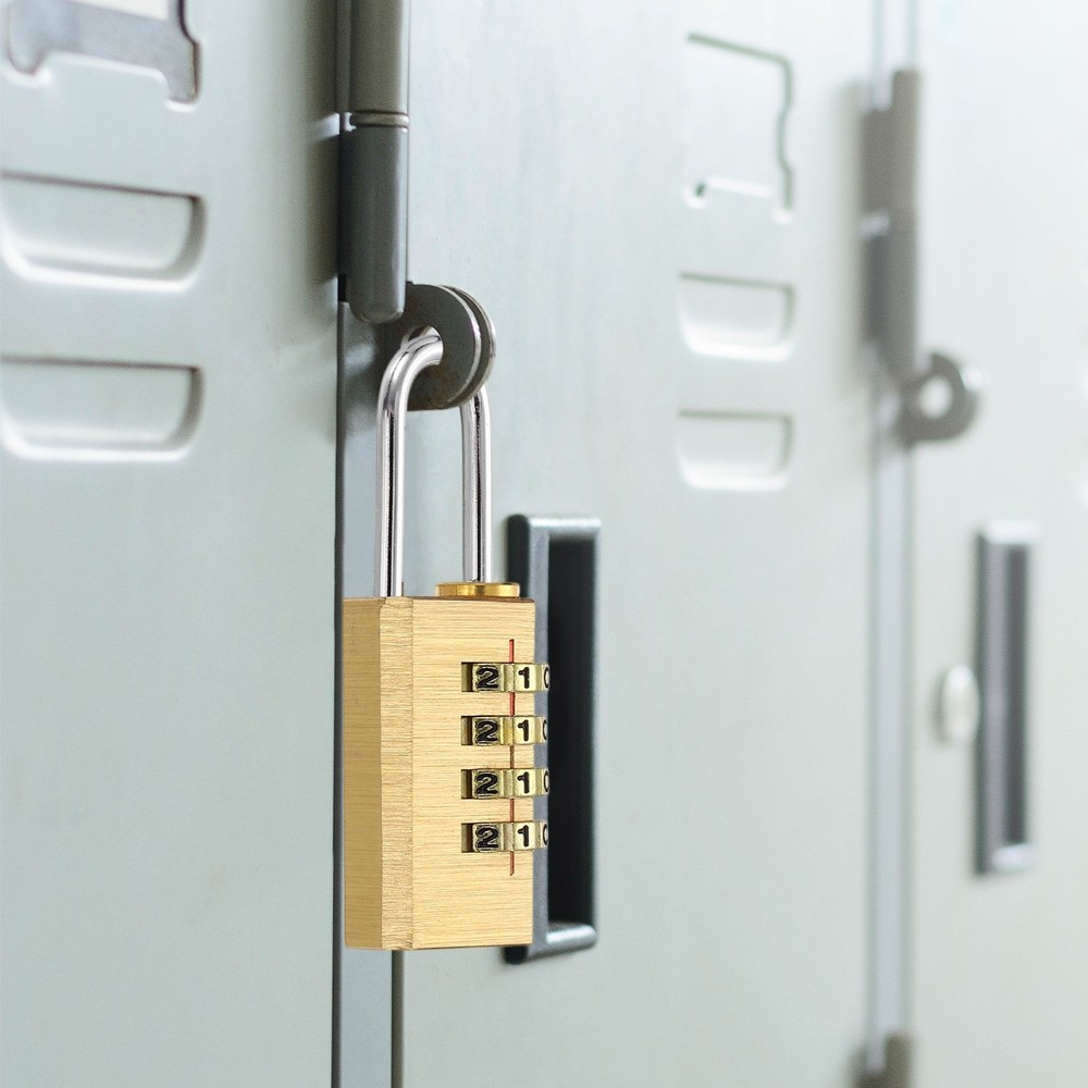 Brass Combination Lock 2.87", 2Pcs 3 Digit Resettable Combination Padlock Yellow