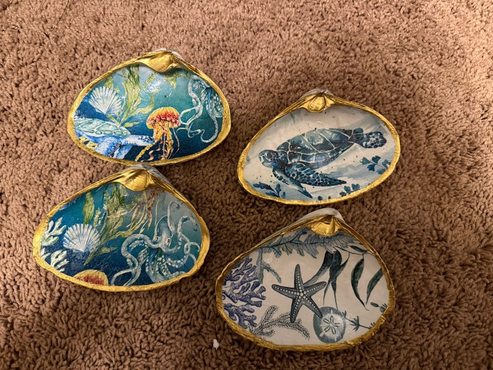 Handpainted Seashell Trinket Trays