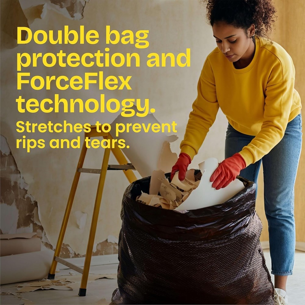 ForceFlex 30 Gallon Trash Bags, 50 Count – Unscented & Durable Drawstring Design