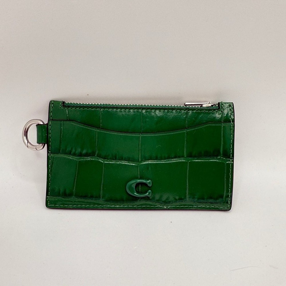 Coach Zip Card Case CW433 Crocodile-embossed leather