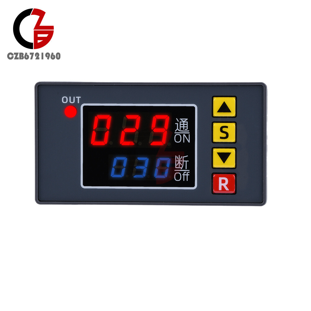 110-220V 12/24V Digital Time Delay Relay Cycle Timer Control Switch Programmable